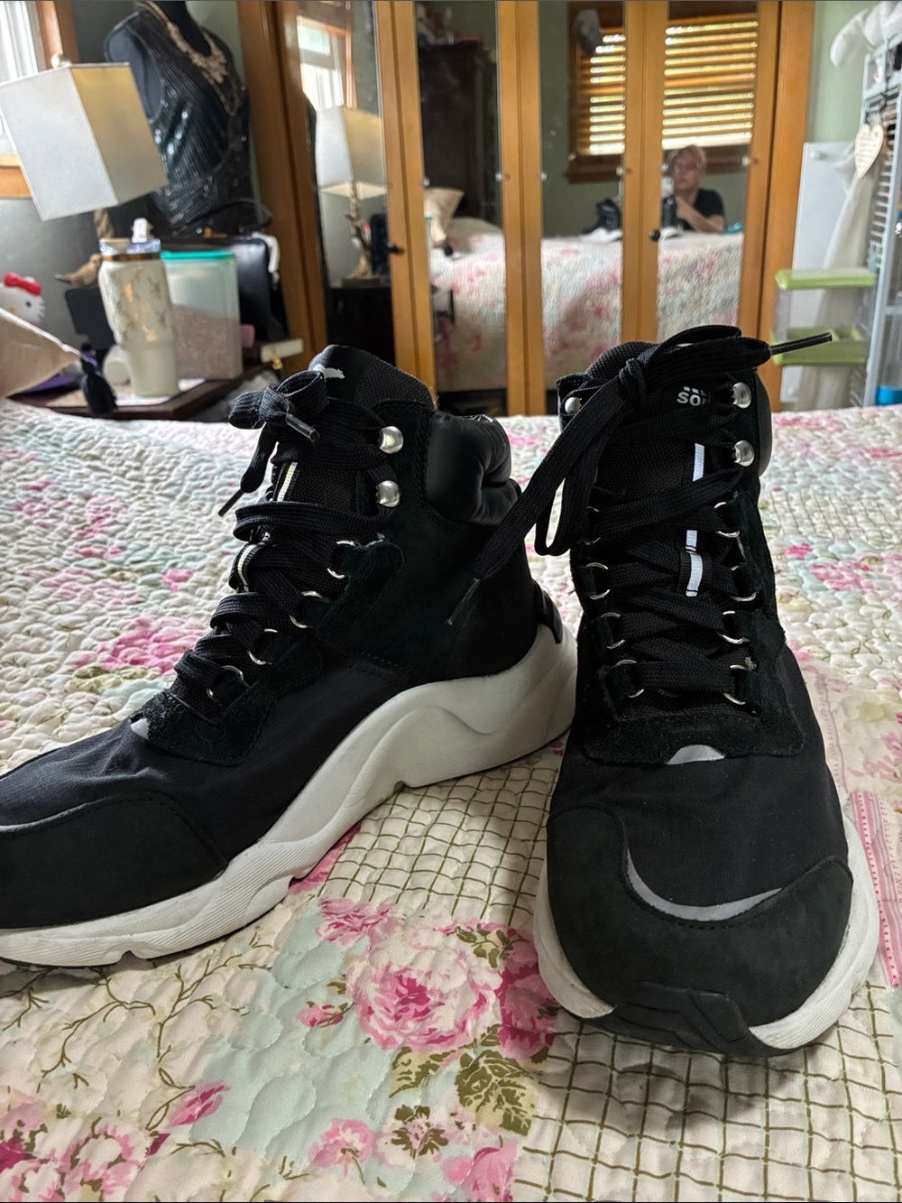 Sorel Black High-Top Women's Sneakers with White Sole